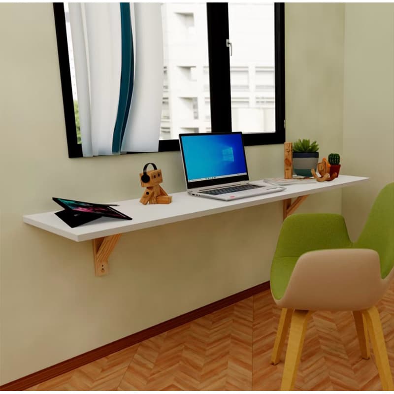 Bancada suspensa em mdf branco estudos home office computador maquiagem 120cm largura