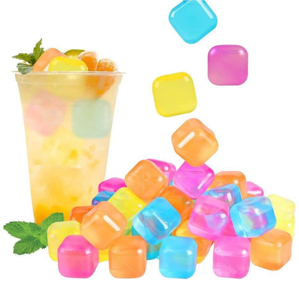 Kit Cubos De Gelo Artificial Reutilizável Ecologicos Coloridos Festas Drinks
