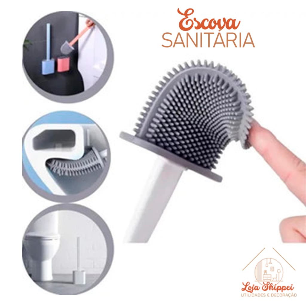 Escova Sanitária Quadrada Limpeza Banheiro Parede Silicone Privada Suporte Vaso Sanitário