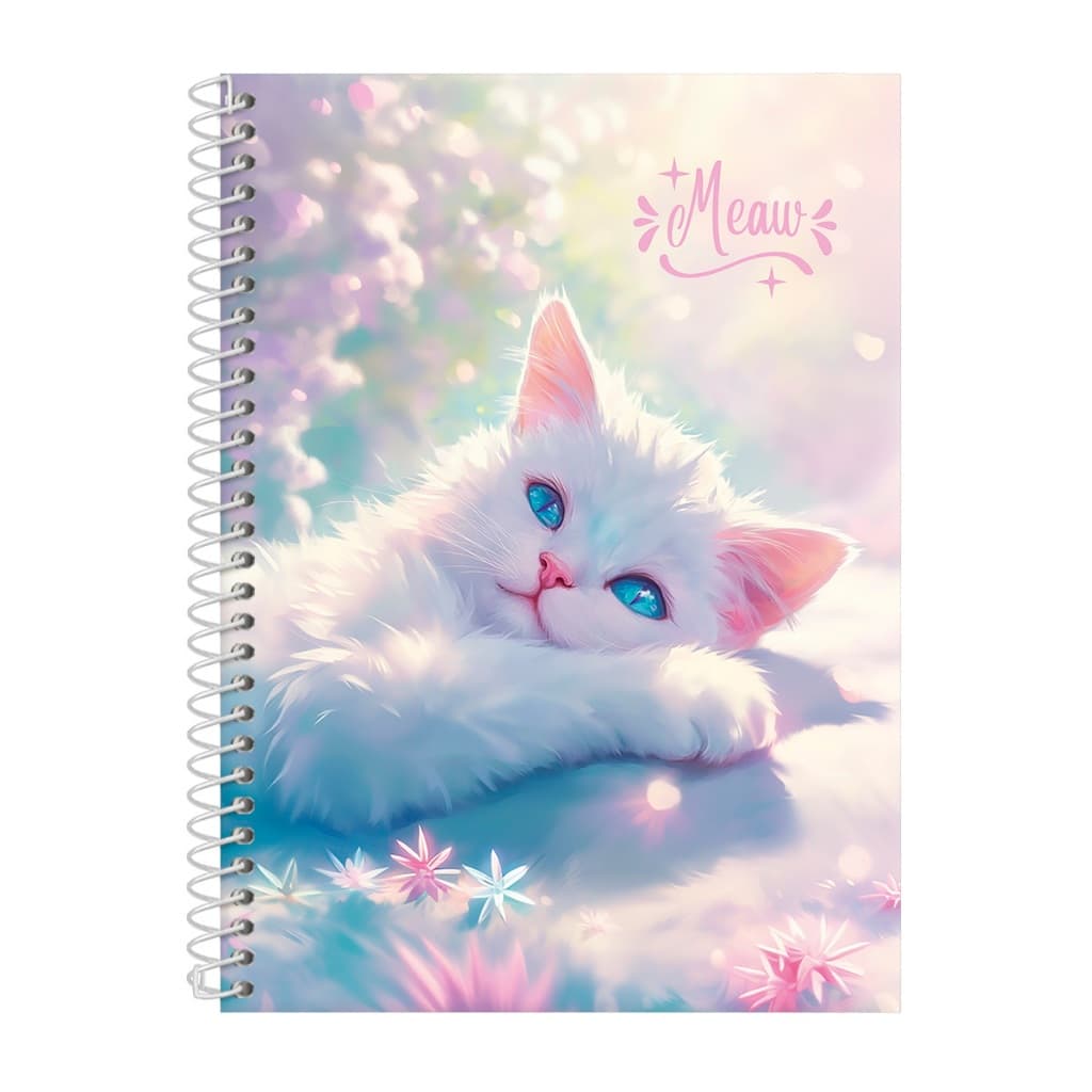 Caderno Colegial Feminino Capa Dura Cats Beauty
