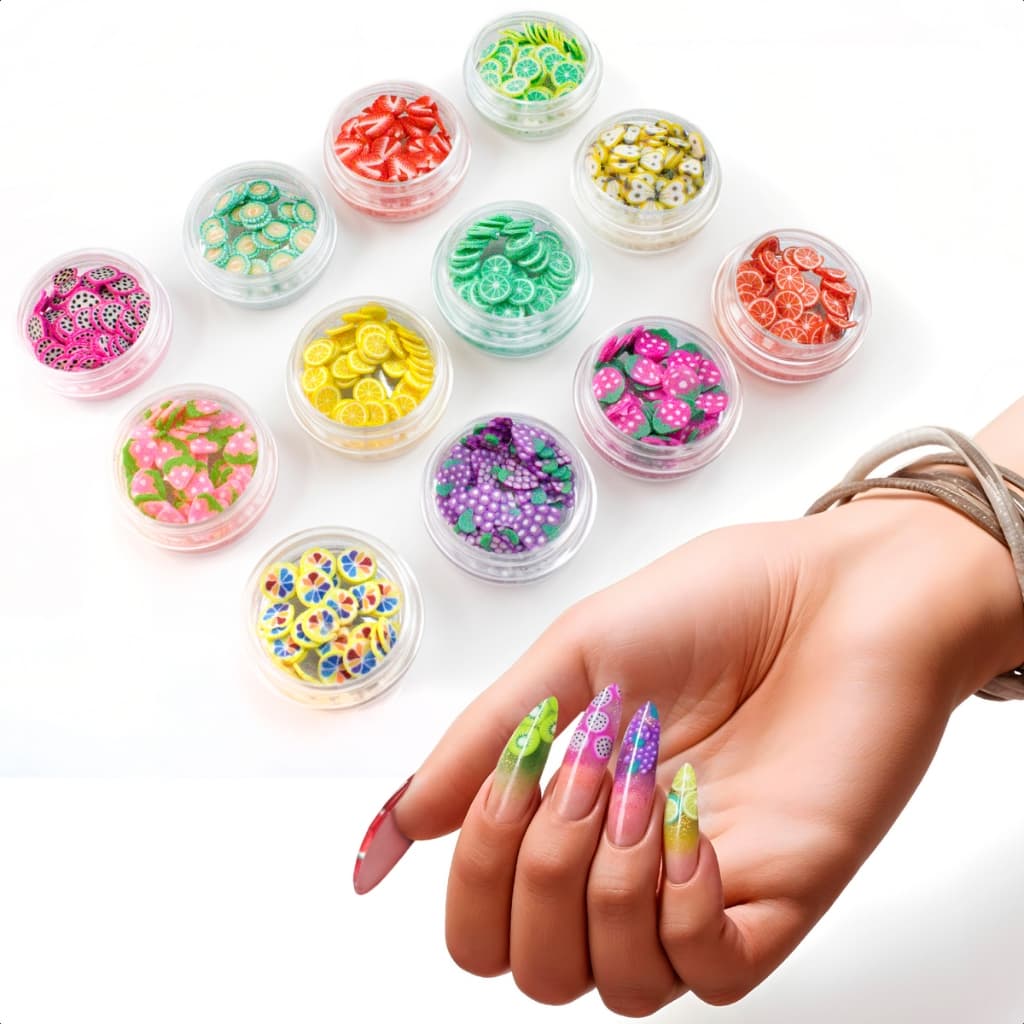Decoração Frutinhas Unhas De Gel Encapsuladas Manicure Nail Art Frutas Artesanato Resina Slime