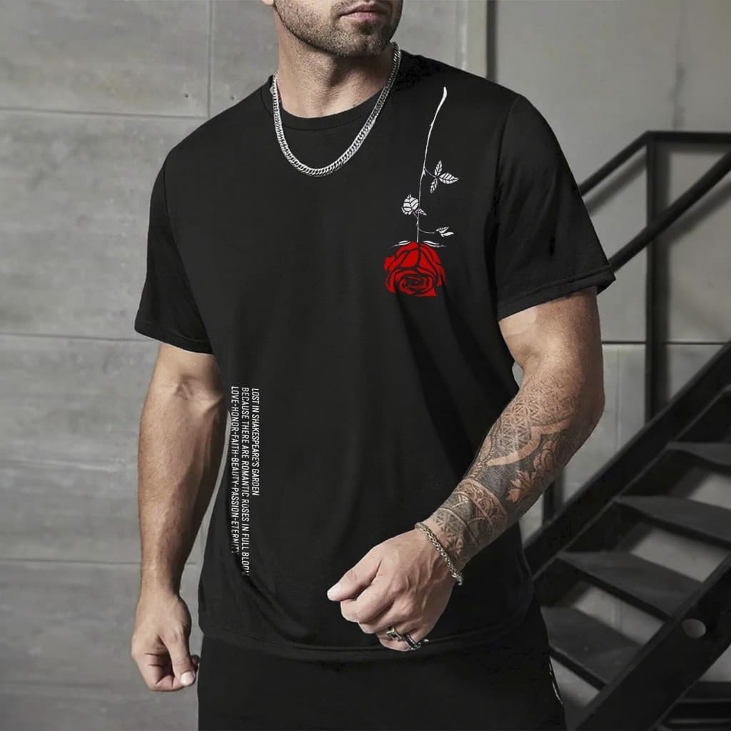 Camiseta Masuclina Poesia e Conforto Homem Floral T-shirt 100% Algodão Plus Size