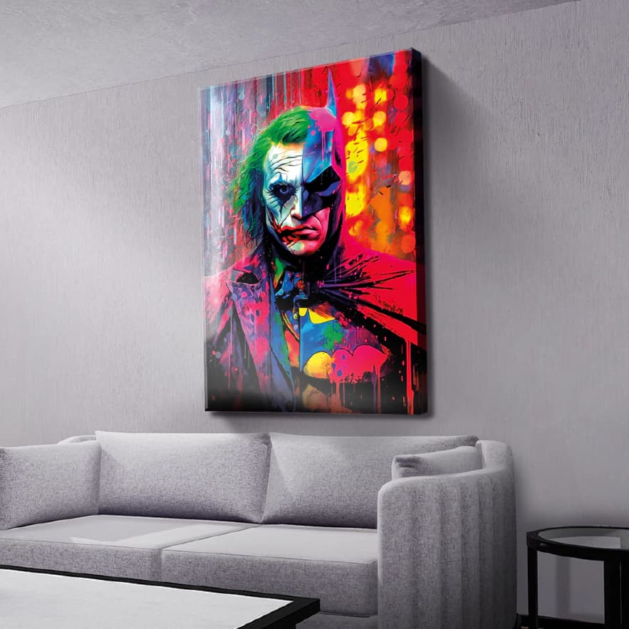 Quadro Decorativo Batman e Coringa Mosaico Sala Quarto Escritório