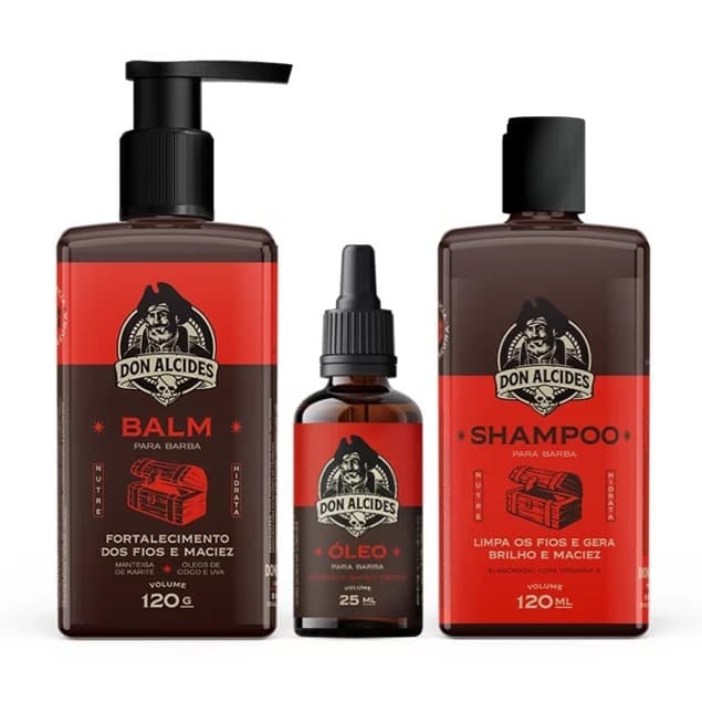 KIT BARBA NEGRA DON ALCIDES - BARBA PERFEITA CUIDADA E IMPECÁVEL - Balm Óleo Shampoo