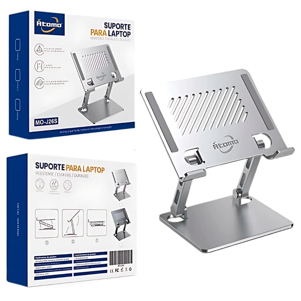 Suporte de Mesa para iPad Tablet Notebook Macbook Ajustável em Aluminio Dissipação de Calor