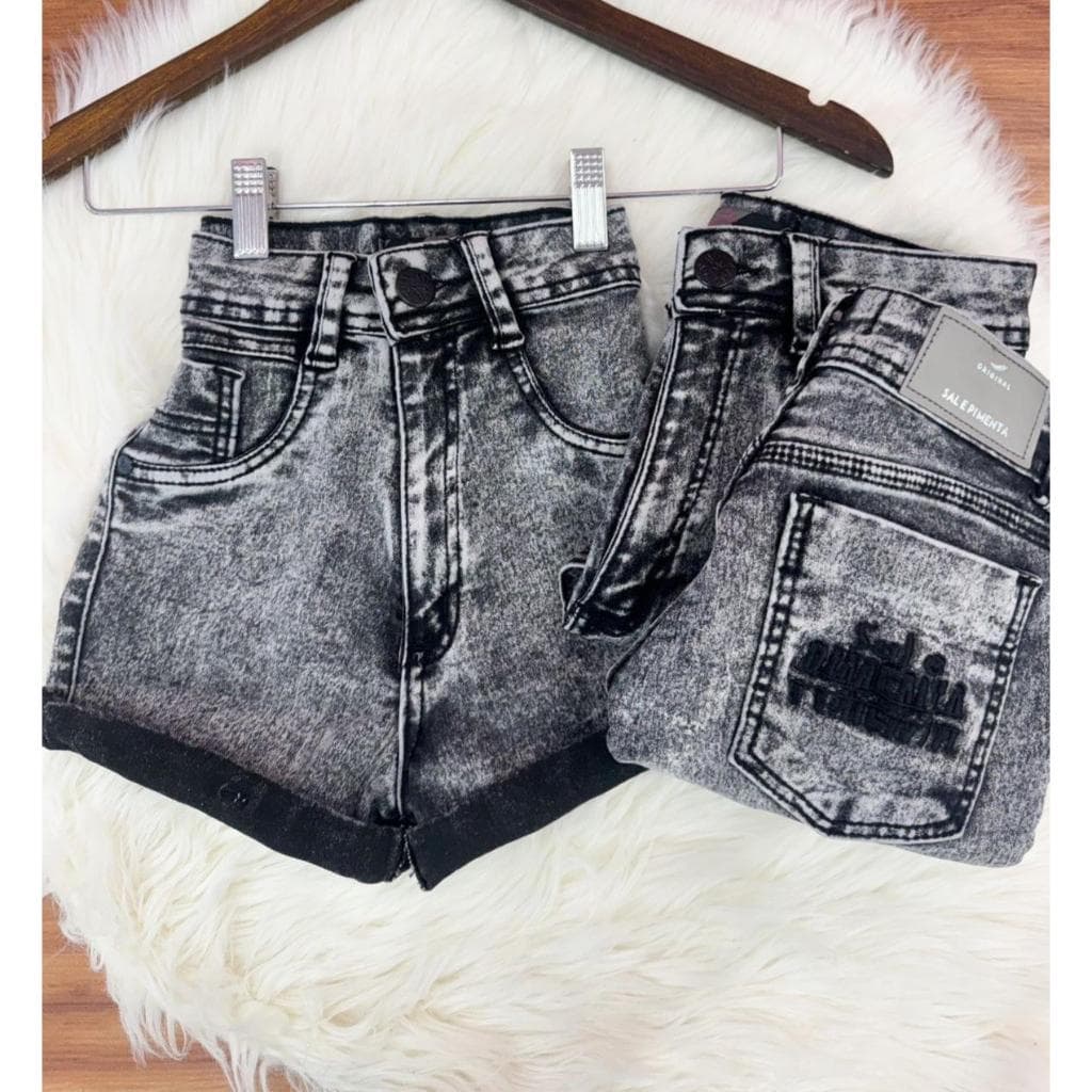 Short jeans feminino sal e pimenta com elastano linha premium