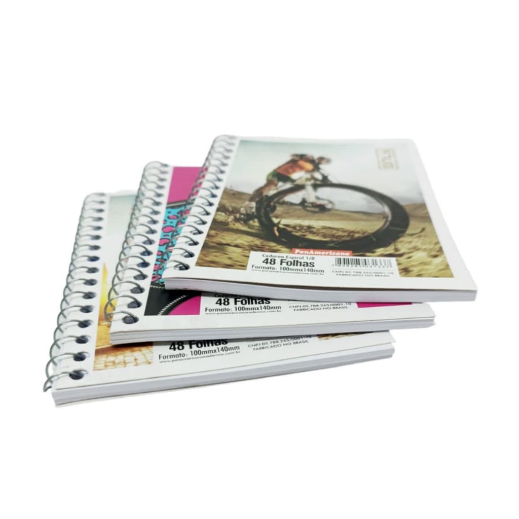Kit 15 Caderneta Anotações 1/8 48 Folhas Listrada Capa Flex Volta Aula Escola Educação Caderno