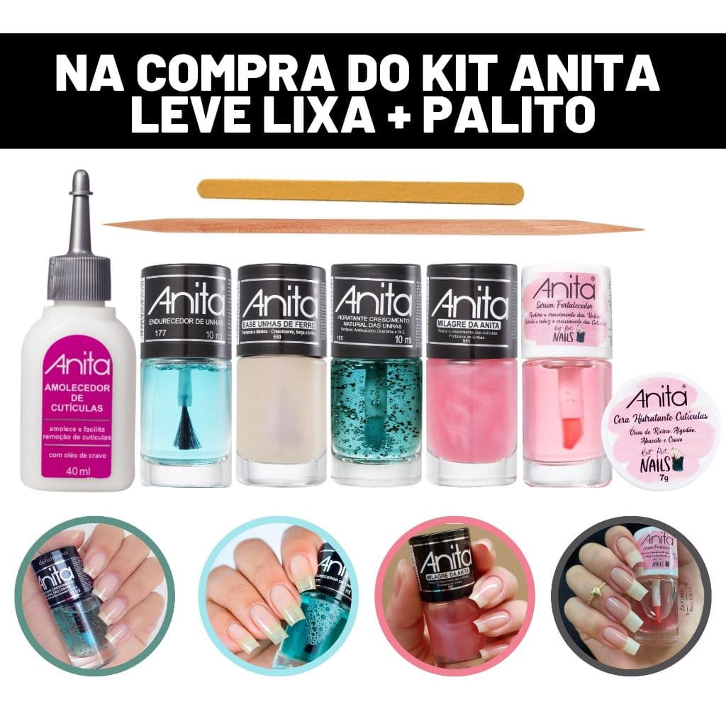 Kit 5 Esmalte Anita Cuidados + Amolecedor Cuticula + Cera