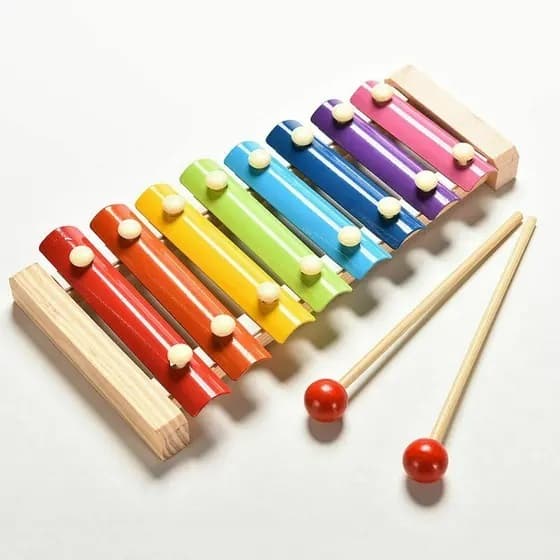 Xilofone Brinquedo Educacional Pedagógico Montessori Musical Lúdico Infantil com 8 Notas
