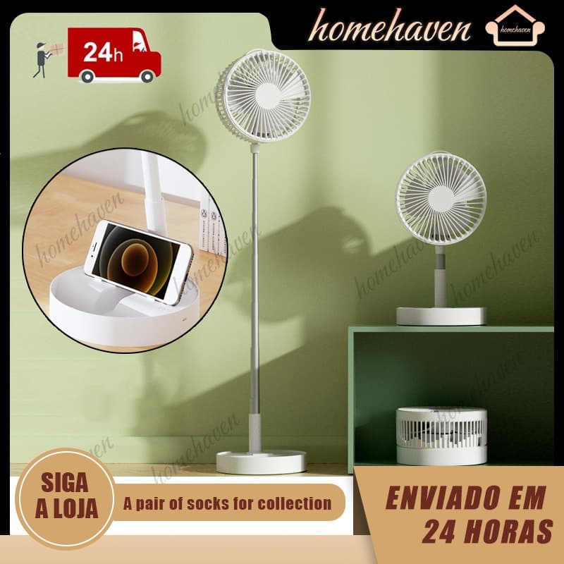 Ventilador Dobrável Portátil Piso Retrátil Usb Ajustável Adequado Para Escritório Ar Livre Viagens