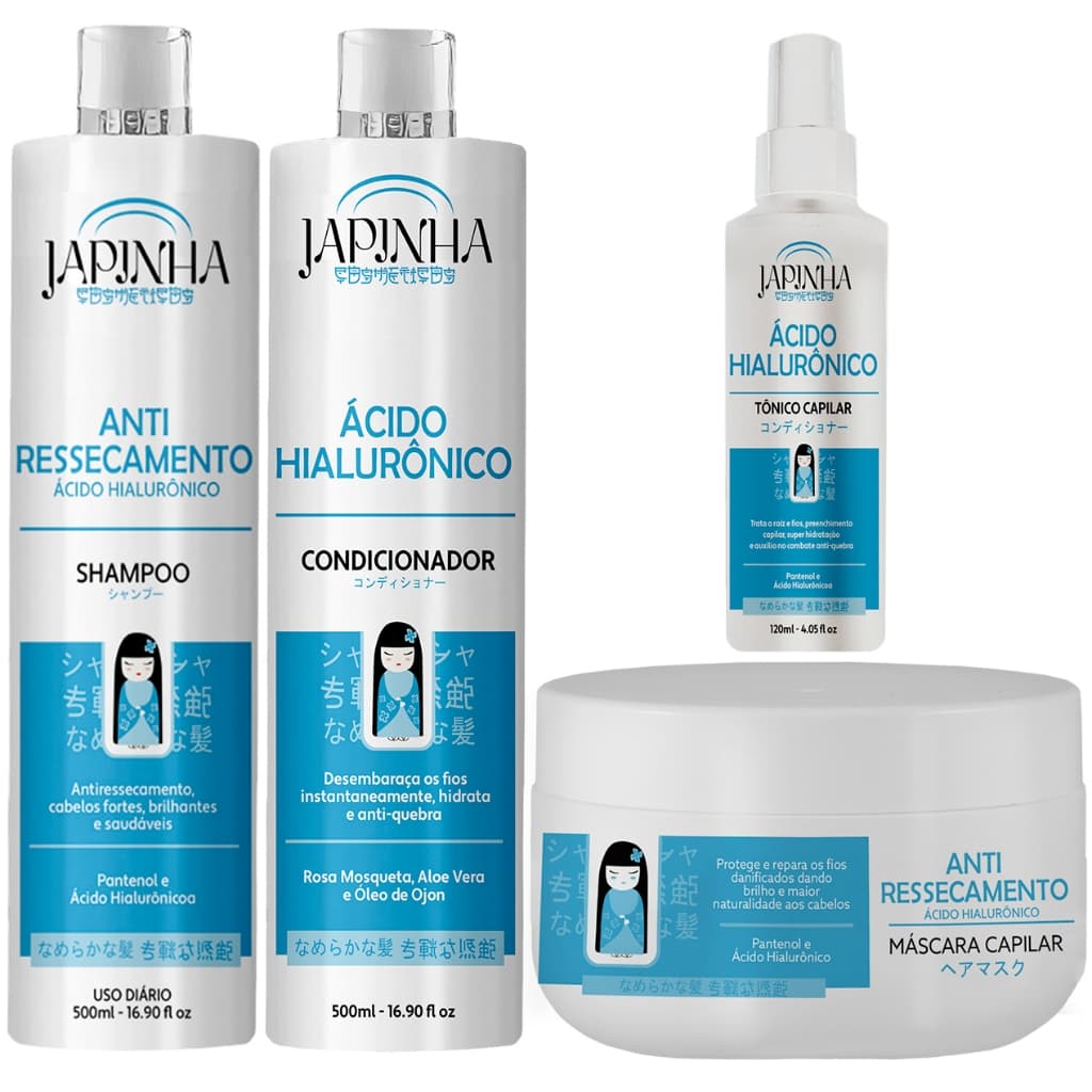 Kit Completo Japinha | Ácido Hialurônico Shampoo  + Máscara Capilar + TÔNICO CAPILAR!!