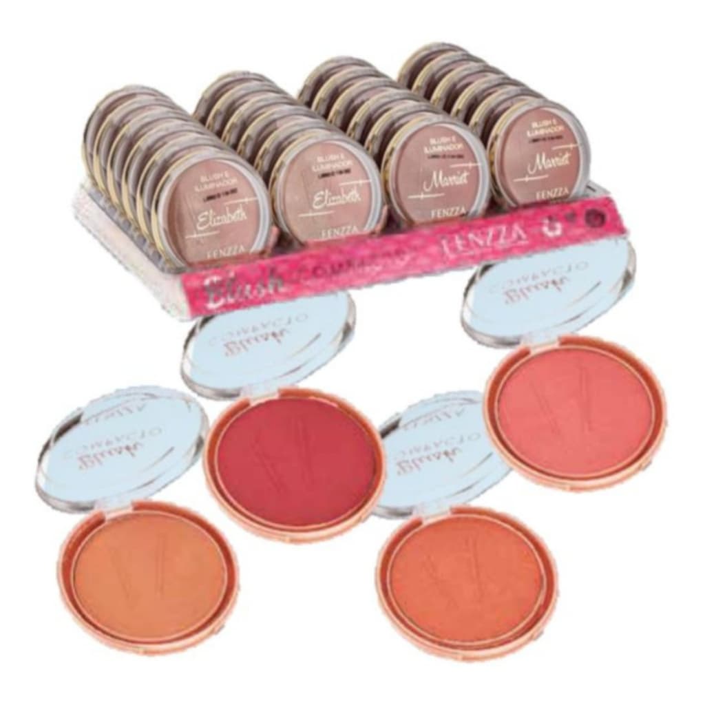 Blush Em Pó Compacto Iluminado Fenzza 10g
