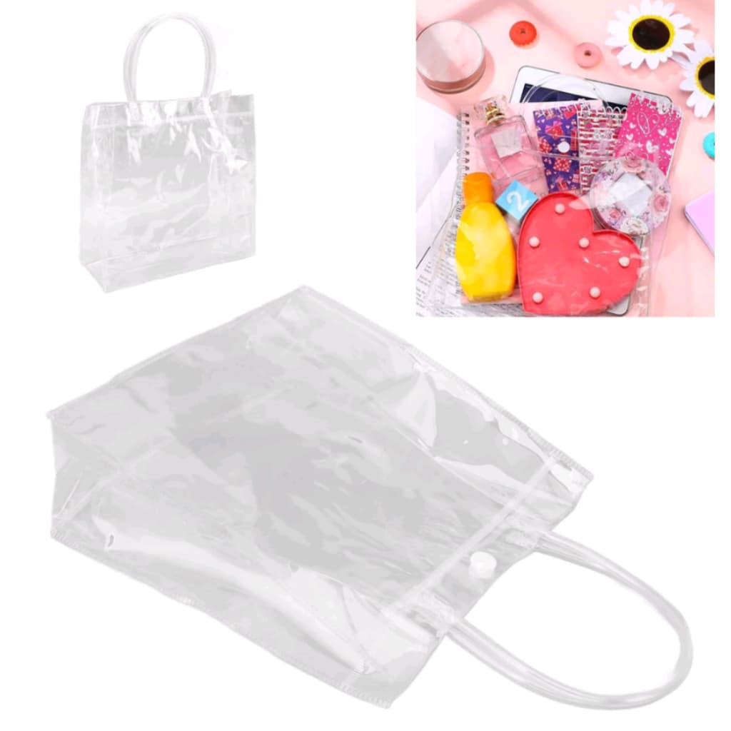 5 Sacolas Transparente Pvc Botão - P/M