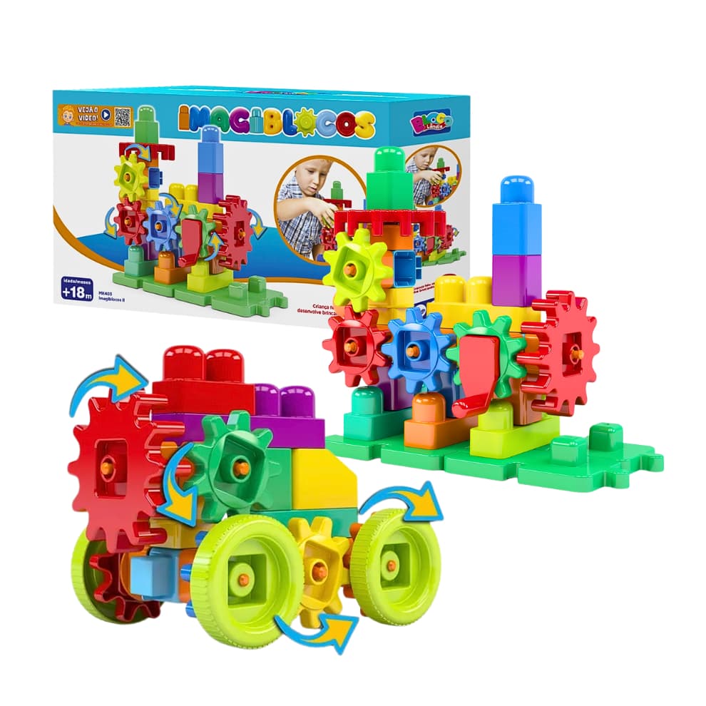 Brinquedo Educativo Imagiblocos 2 II Blocos de Montar 35 Peças Dismat MK403