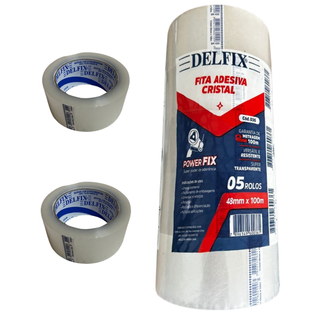 KIT 2 FITAS ADESIVAS LARGA CRISTAL 100M X 48MM ALTA QUALIDADE DELFIX