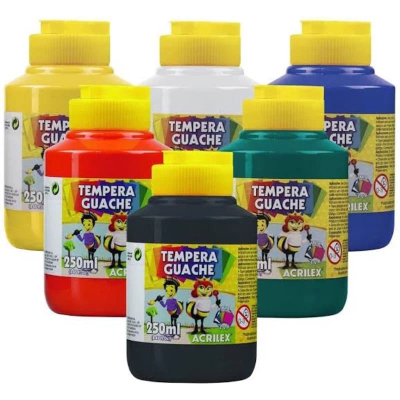 Tinta Guache da Acrilex com 250ml Cores / Escolar / Papelaria