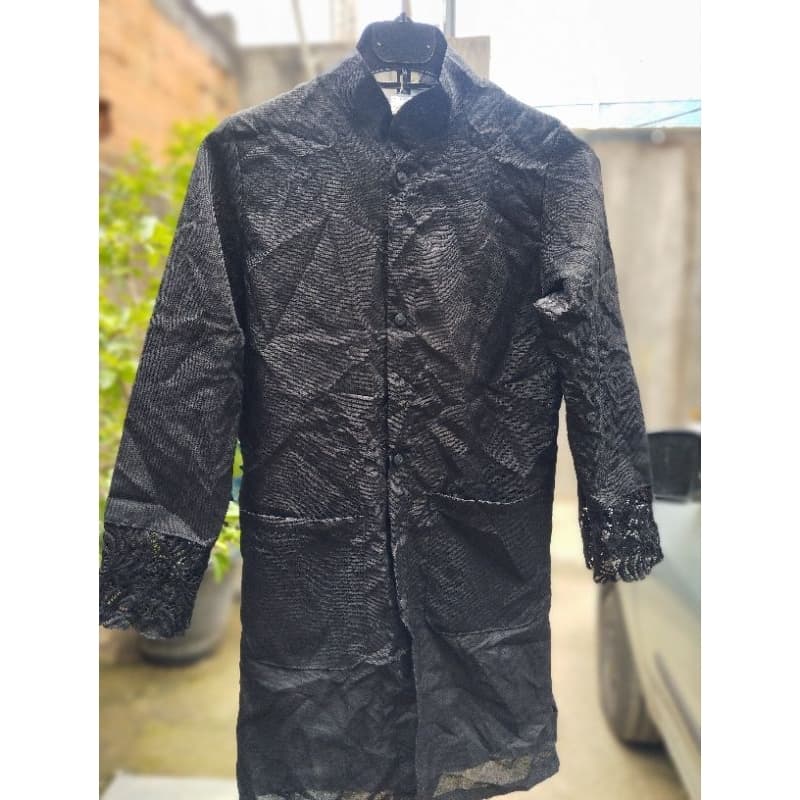 JALECO PRETO COM RENDA OFERTA