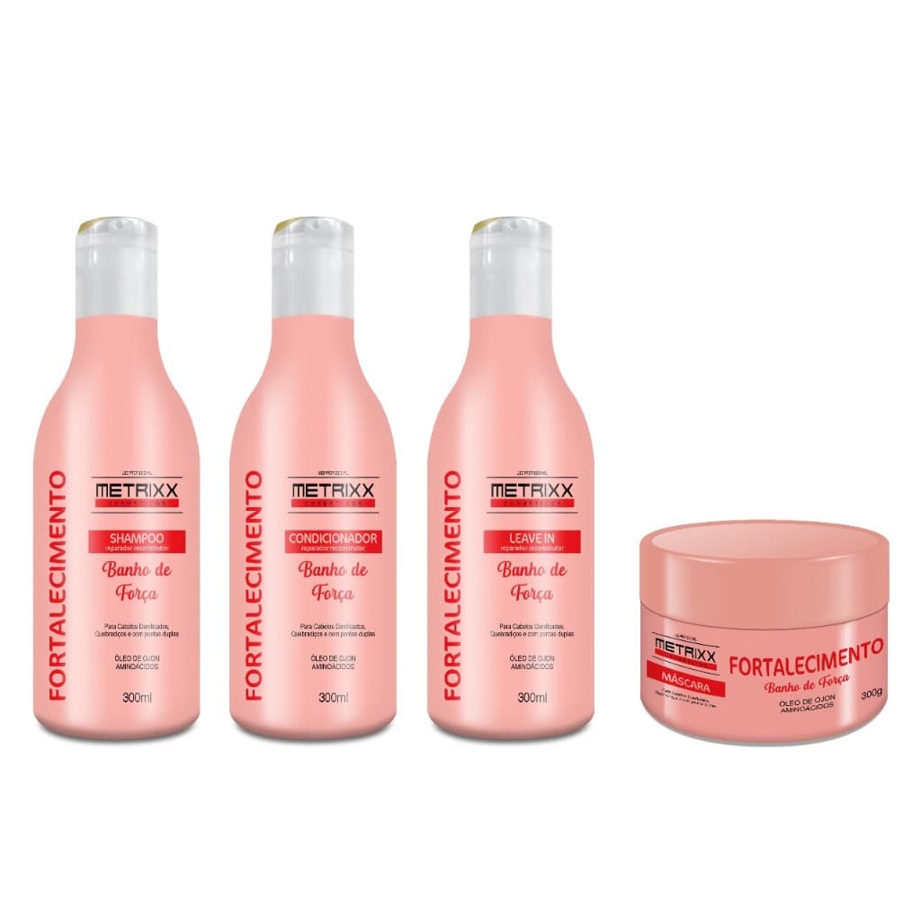 Kit Banho de Força Fortalecimento Reparador Reconstrutor Capilar Metrixx Cosmeticos