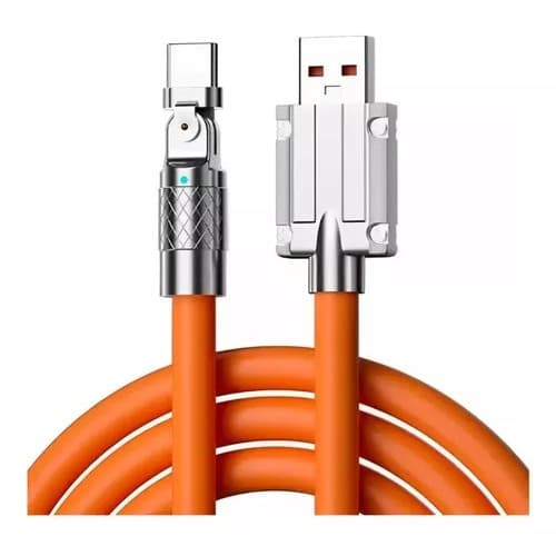 Cabo Reforcado para Celular USB-C///USB-IPHONE////USB-TIPO V8//--180 Graus Rotativo.-Modelo Fixo.