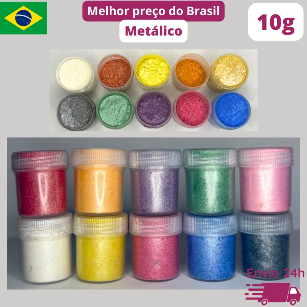 Kit 10 pigmentos 10g mica metálico perolado resina artesanato diy pigmento pownder corante pó