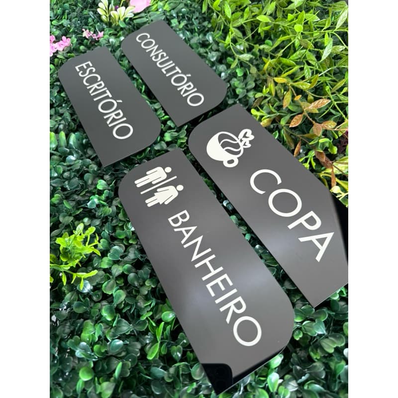 Placa de sinalização em acrílico para portas super luxo plaquinhas