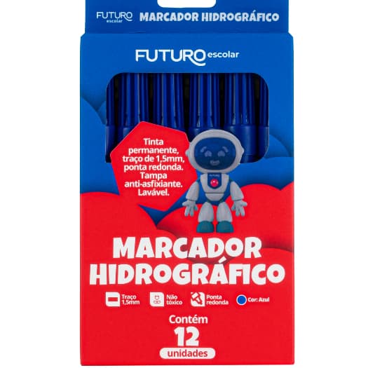 Kit 3 Caneta Pincel Atomico Hidrocor Ponta Redonda Marcador Hidrografico