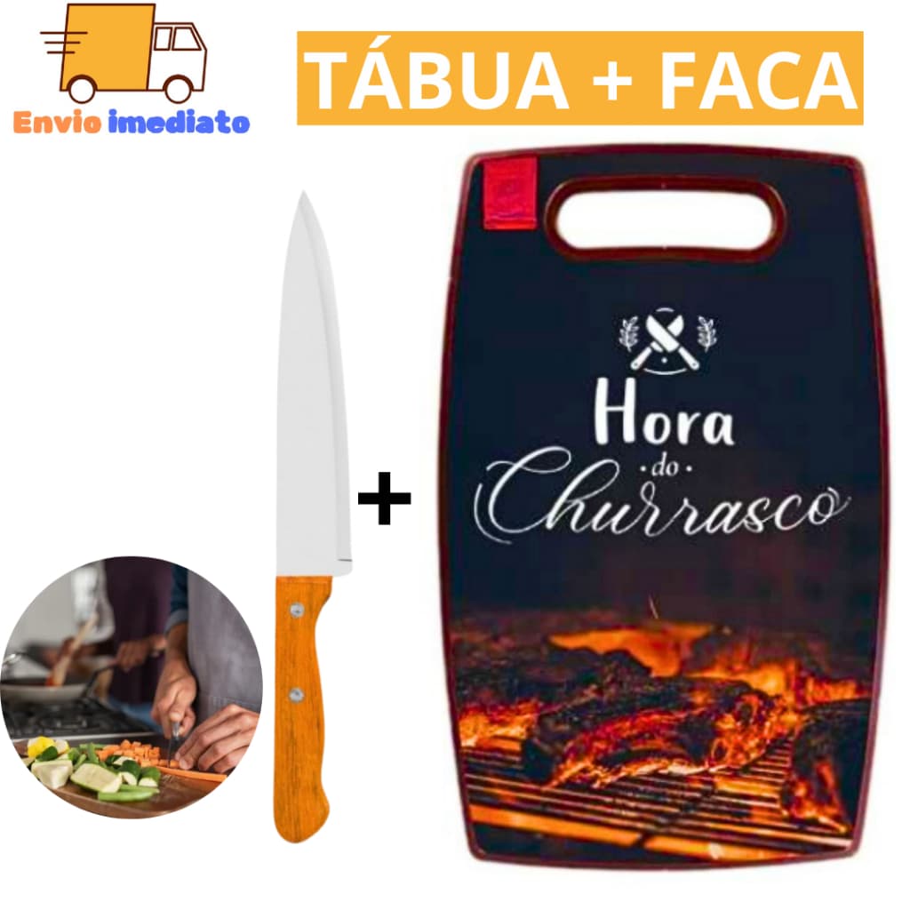Kit Tábua de Carne + Faca de Cozinha Faca e Tábua de Corte  de Cozinha para Carne Legumes Salada Comida Churrasco