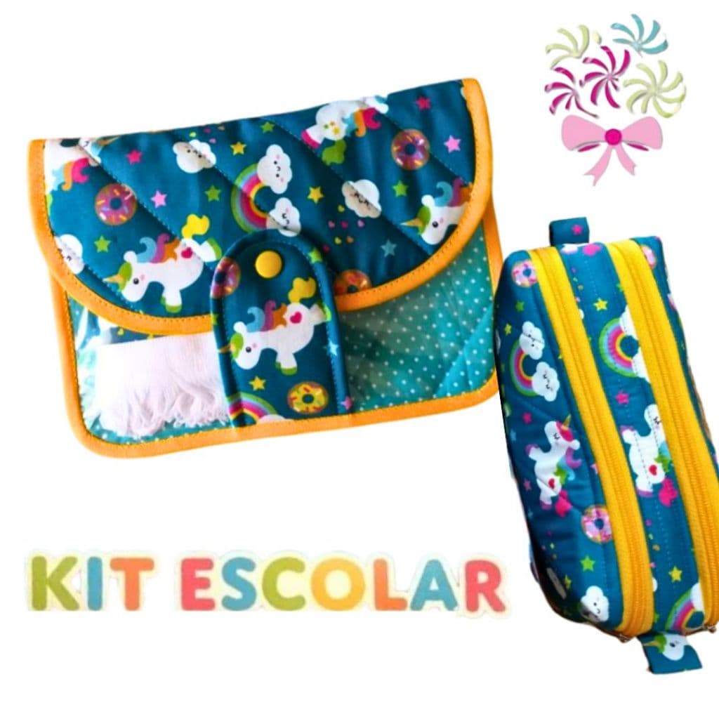 Estojo duplo e kit higiene Kit Escolar Infantil Volta as aulas Menino e Menina Feminino e Masculino