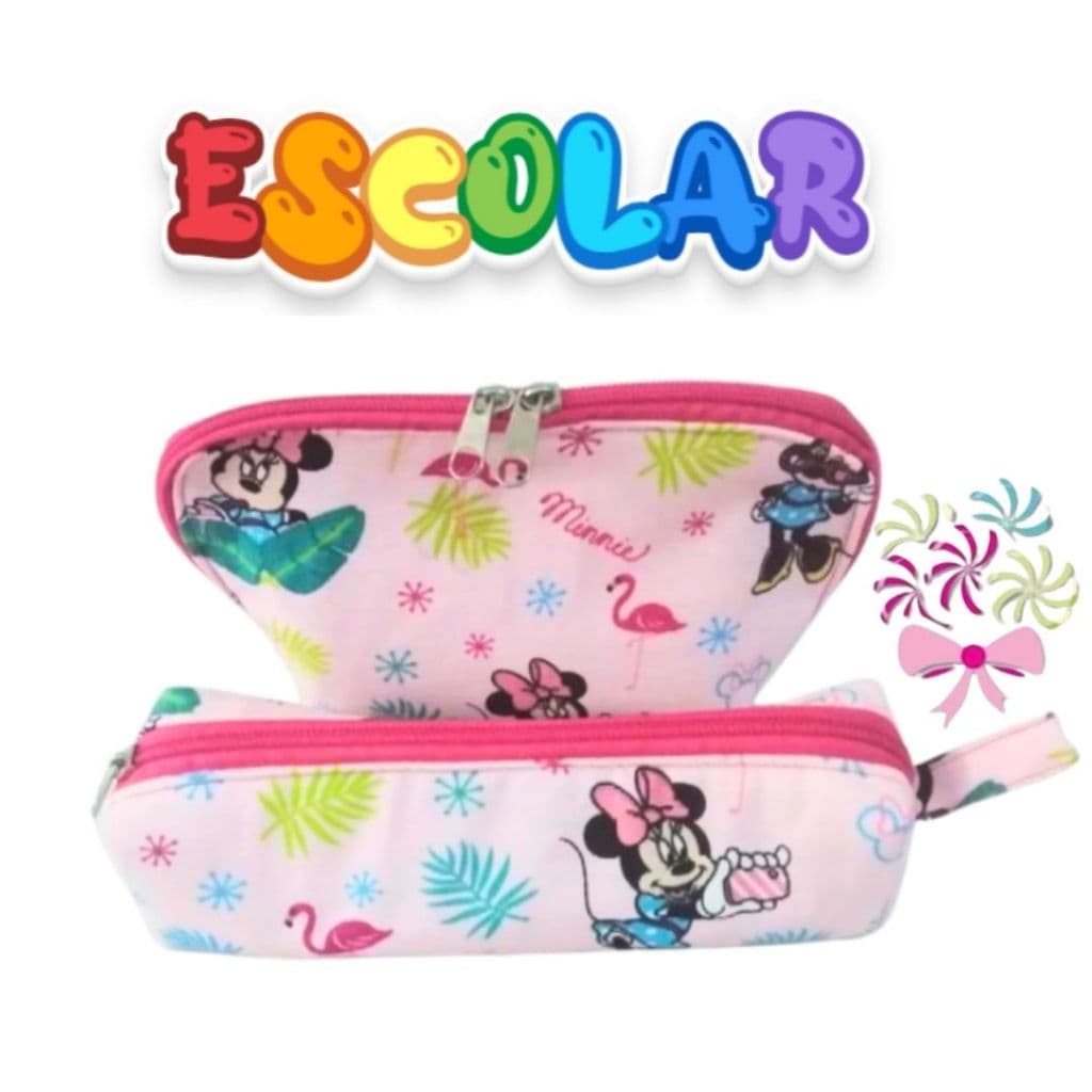 Kit Escolar Volta as aulas Necessaire e Estojo Bolsinha Bolsa Tecido Estampado Feminino Masculino