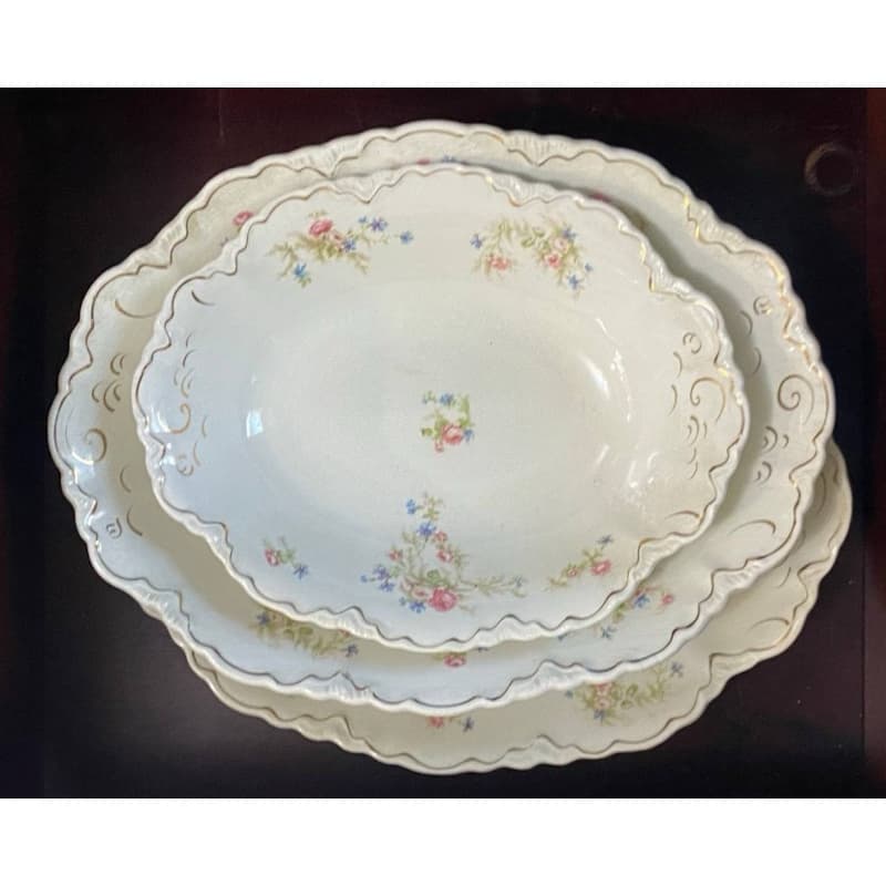 Travessas Antigas Porcelanas Inglesas Com Pintura de Flores Johnson Bros Pçs 3.
