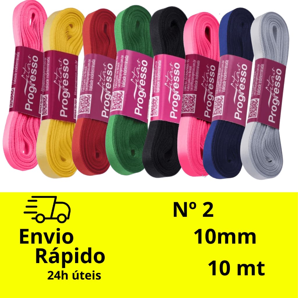Fita de Cetim Progresso nº 2 10mm 10-metros