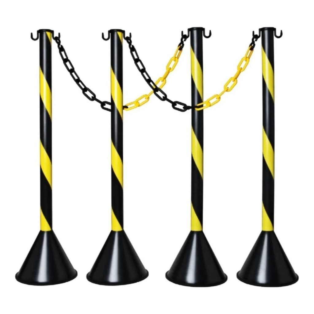 Kit 3 Pedestais Organizador De Fila Separador + 3m Corrente Plástica Resistente Multiuso