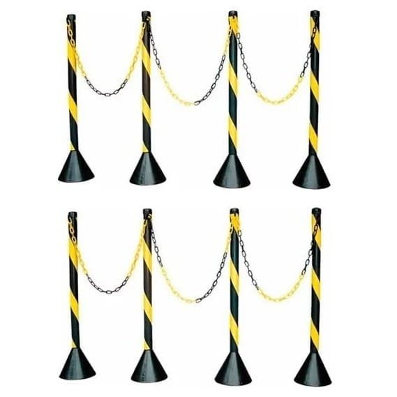 6 pedestal separador organizador de filas zebrado ou preto + 12 mts correntes