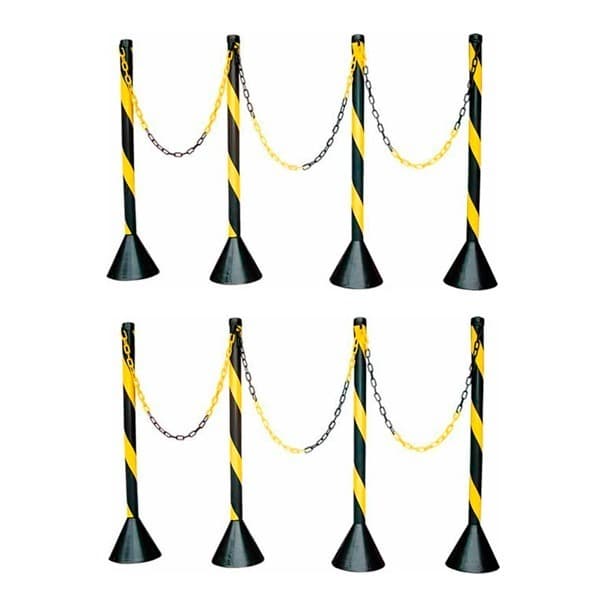 10 organizador pedestal separador de filas preto ou zebrado + 15 mts corrente