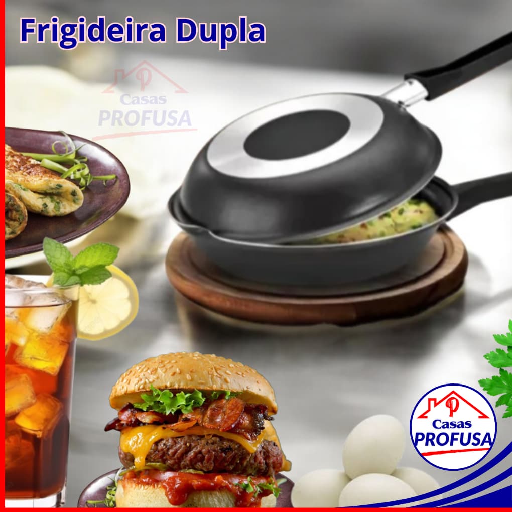 Frigideira Dupla Antiaderente 14cm Sem Óleo Omeleteira Não Gruda Ovo Omelete Hamburguer Panqueca Peq