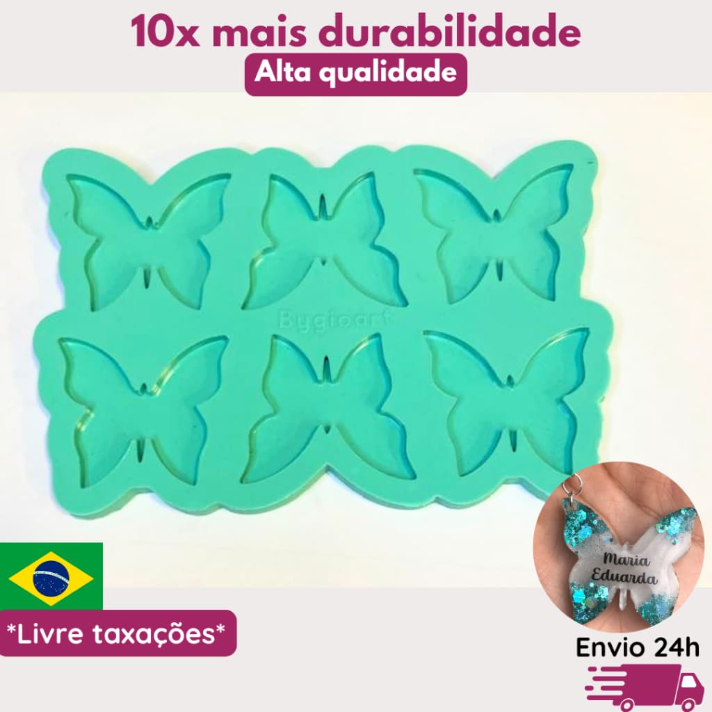 Molde de silicone borboleta paleta 6 cavidades resina artesanato butterfly bisquit confeitaria mini
