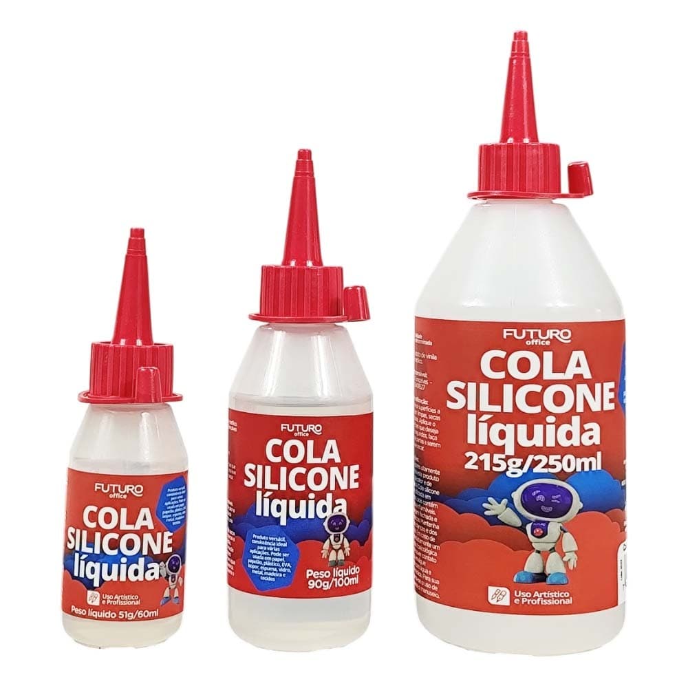 Cola de Silicone 60ml, 100ml e 250ml Líquida Multiuso, Artesanato, Escolar