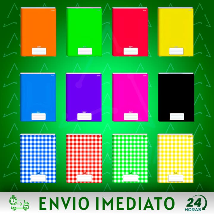 KIT 2 CADERNOS BROCHURA GRANDES (A4) CAPA DURA 96 FOLHAS JANDAIA BARATO