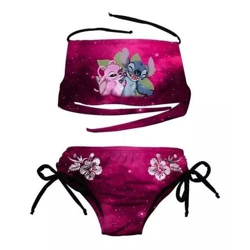 Biquini Infantil Cropped Lilo Stitch E Angel Estampada