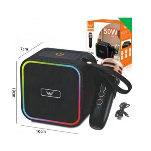 Caixa caixinha de Som Bluetooth Karaoke Com Microfone Sem Fio Alto Falante Led