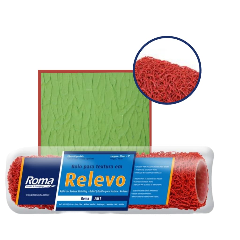 Rolo Para Textura Relevo 23cm Sem Cabo Bricolagem Casa Reforma Textura Parede