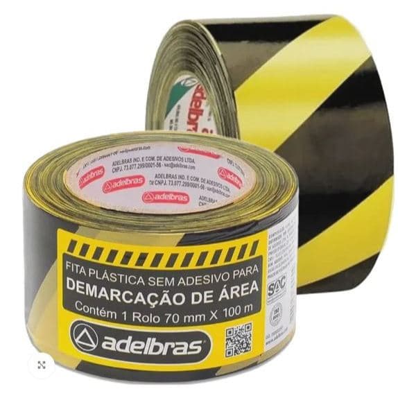 FITA DEMARCAÇÃO DE ÁREA 70MM X 100M ZEBRADA - ADELBRAS
