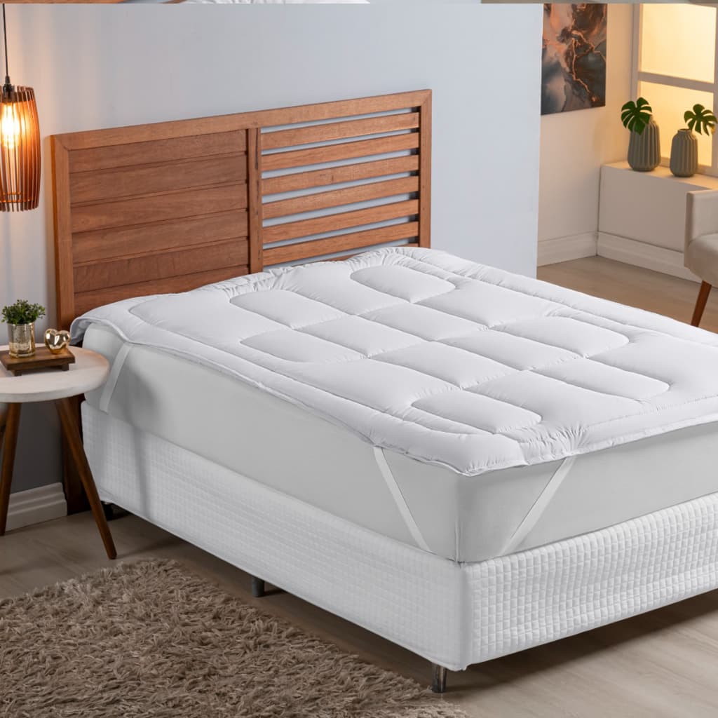 Protetor De Colchão Pillow Branco Top Cama Box Casal Macio Ortopédico Envio Imediato Preço Baixo