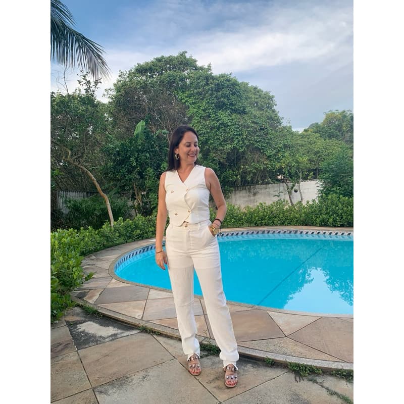 Conjunto Branco Feminino Calça e Colete