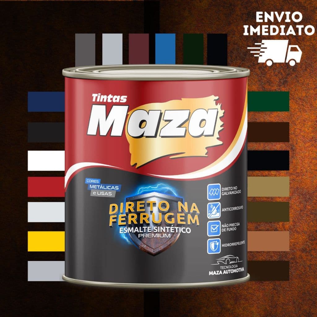 Tinta Para Portão Enferrujado Ferro Esmalte Sintético Direto na Ferrugem 900ml Maza