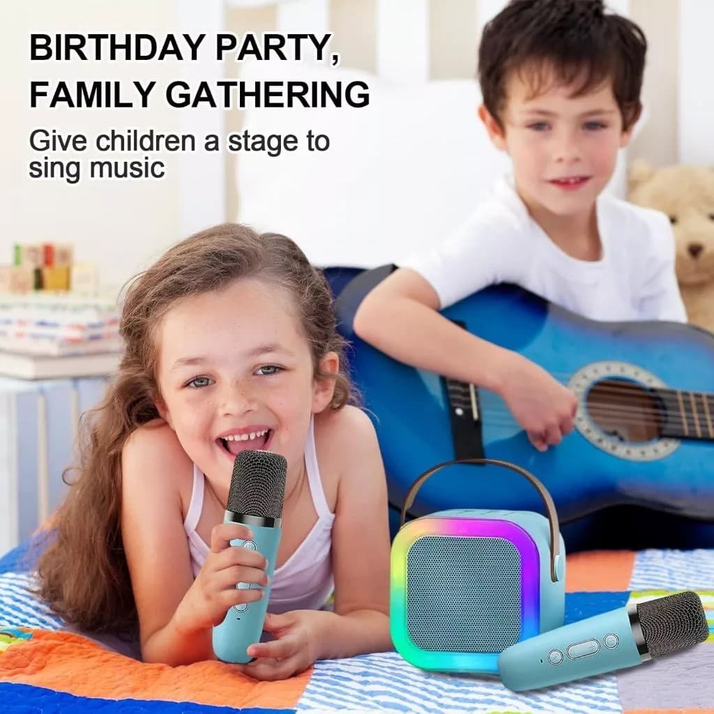 Alto-Falante bluetooth Karaoke Microfone Duplo Sem Fio profissional