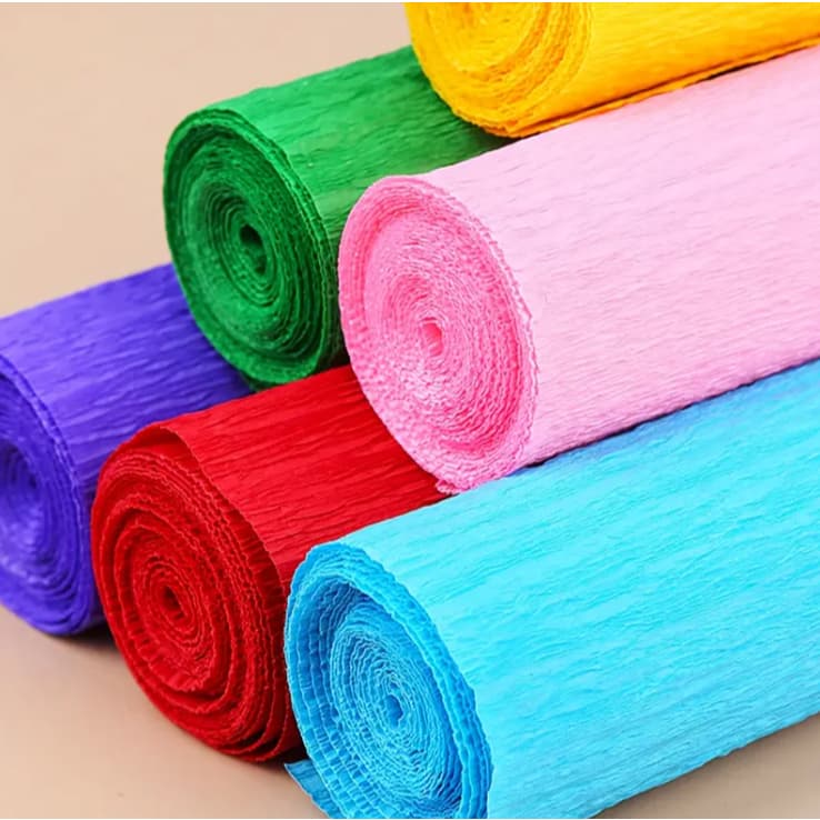 Rolinhos Papel Crepom Comum 48x200cm Papel Escolar Artesanato Decoração Colorido Papel Escola