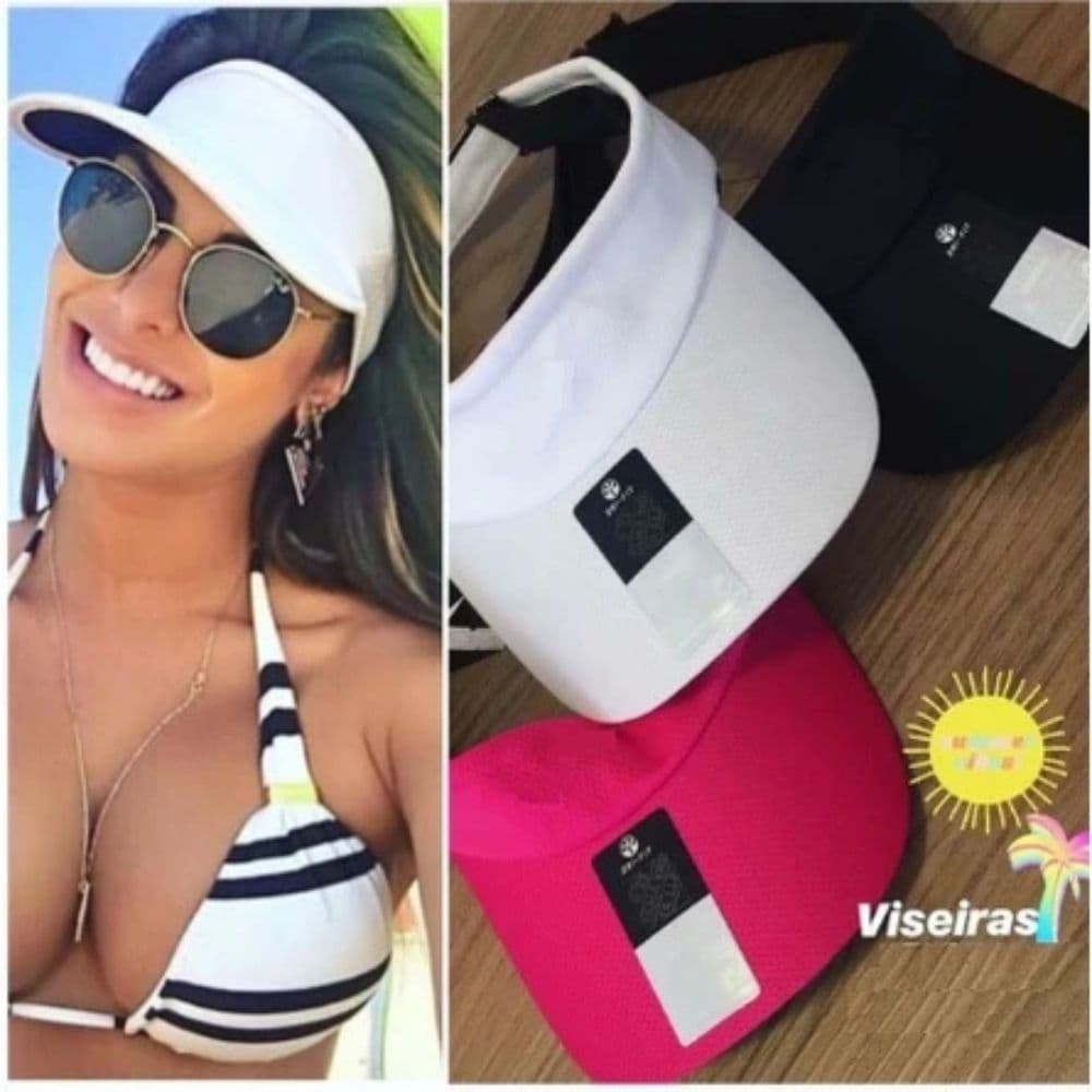 Viseira Boné Lisa Ajustável para Corrida, Caminhada Praia Ciclismo Esporte Várias Cores