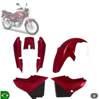 Kit Conjunto Carenagem 3 Peças Plásticas Moto Ybr 125 2000 2001 2002 2003 2004 2005 2006 2007 2008