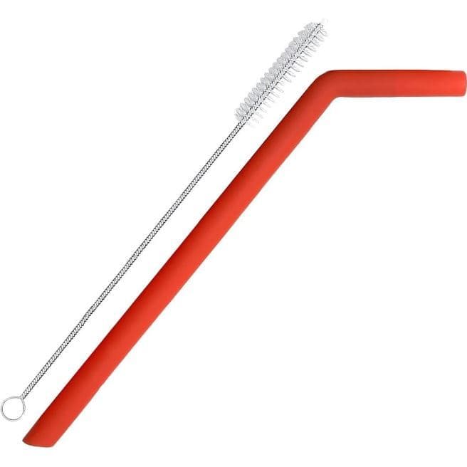 Canudo de Silicone Vermelho com Escova para Limpeza Bono